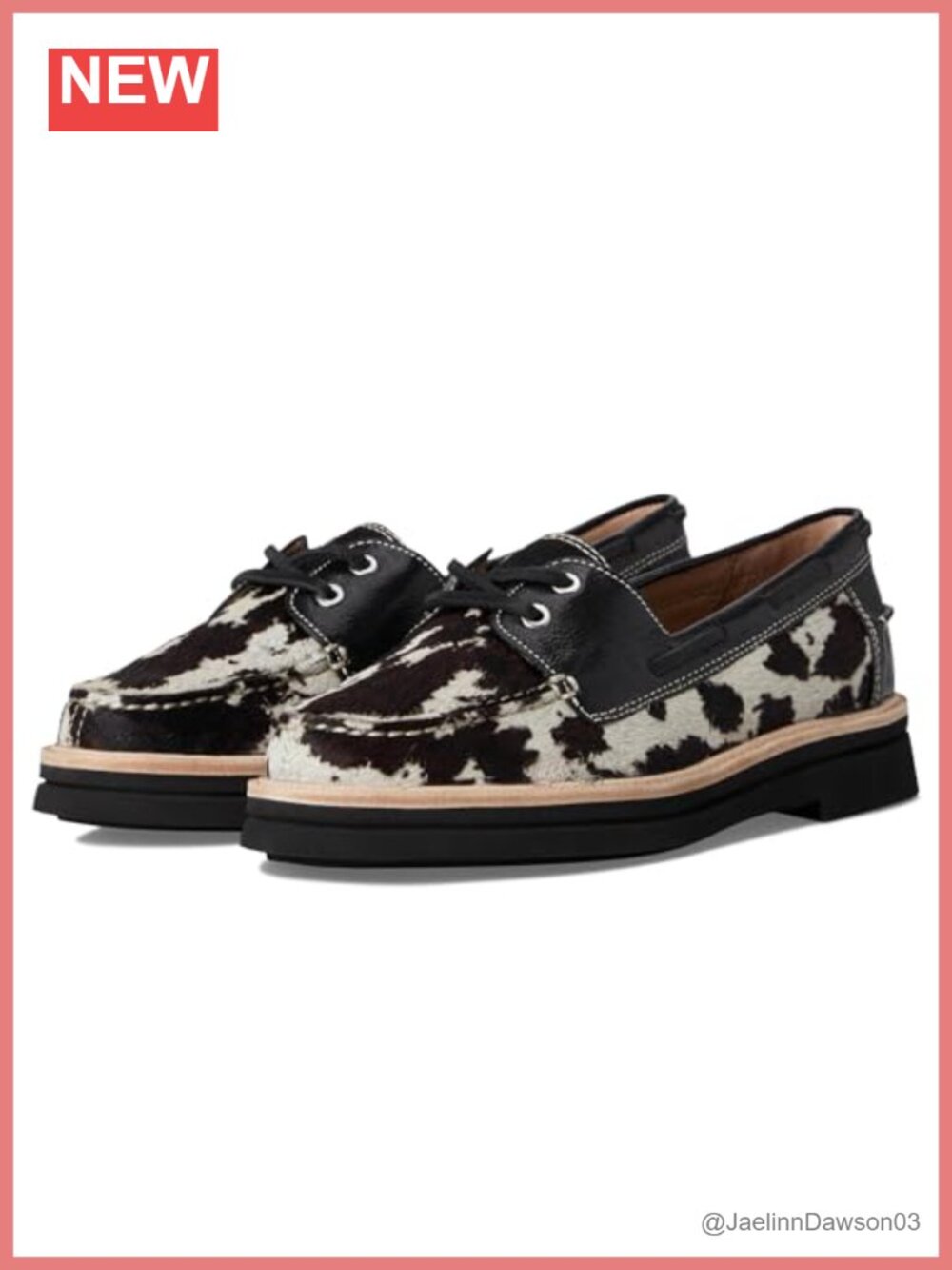 Cow Print Haircalf Leather Loafer Boat Shoe Low-Top